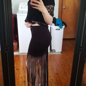 Wet seal fringe skirt